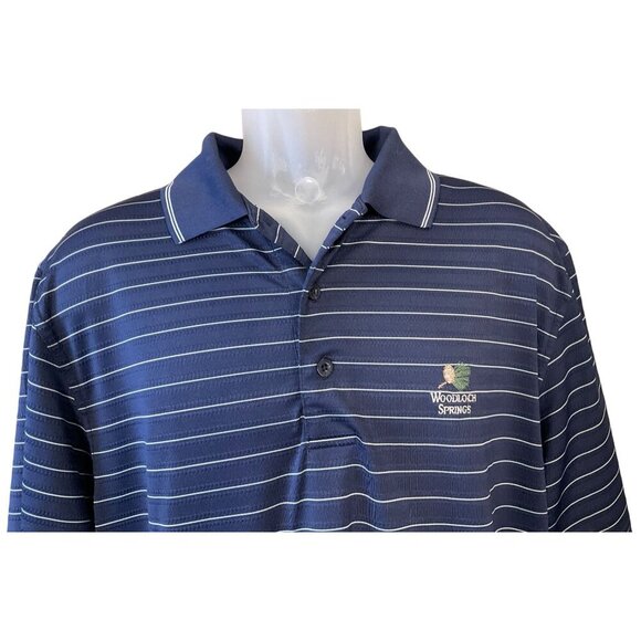 Monterey Club Striped Polo LG Woodloch Springs Logo Textured Jacquard Golf Wear - Picture 2 of 7